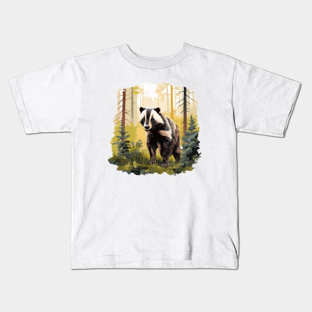 Badger Lover Kids T-Shirt by zooleisurelife